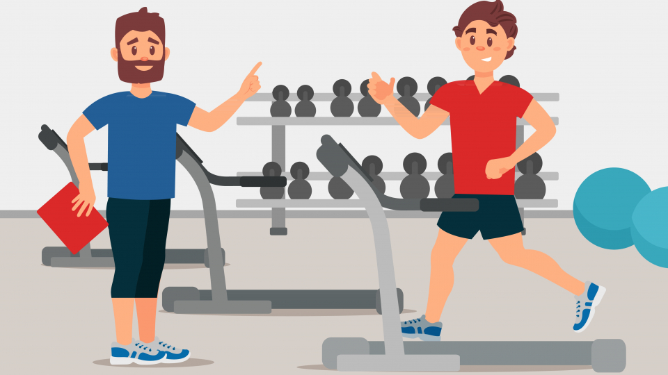 Grafisk billede der viser to personer der træner kroppen 