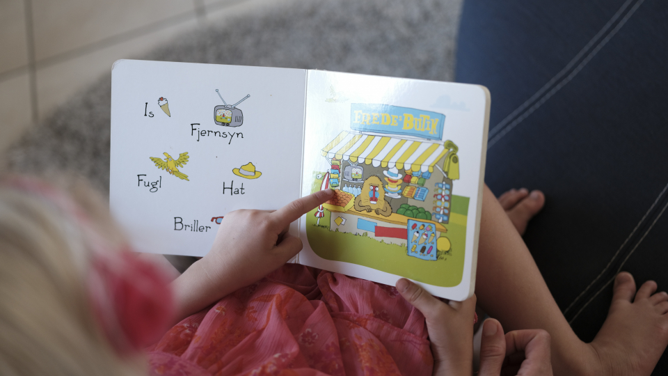 Børnebog holdes af børnehænder