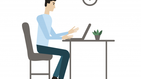 Vektortegning af mand der arbejder ved et skrivebord