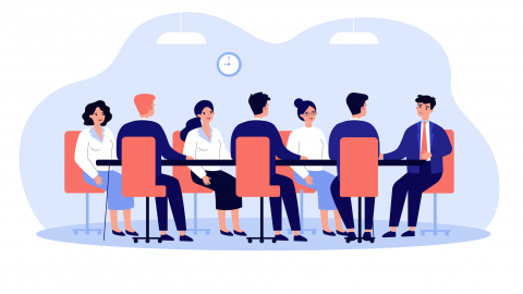 Grafik der viser mennesker der holder møde