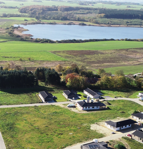 Dronefoto over Sydmarken i Lading