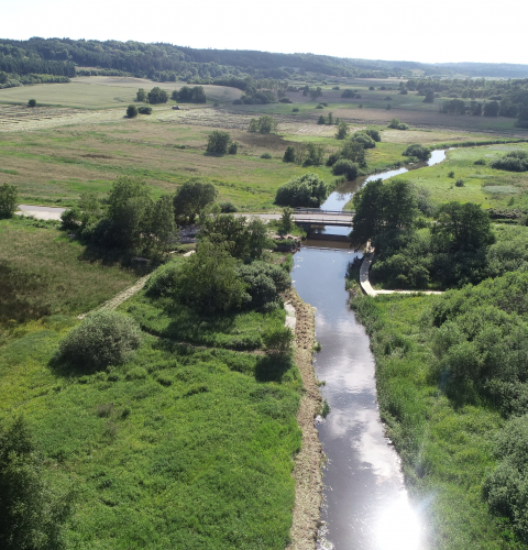 Billedet viser Nørreå fra droneperspektiv