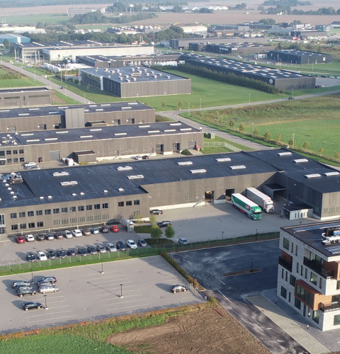 Dronefoto fra Søftens Erhvervsområde